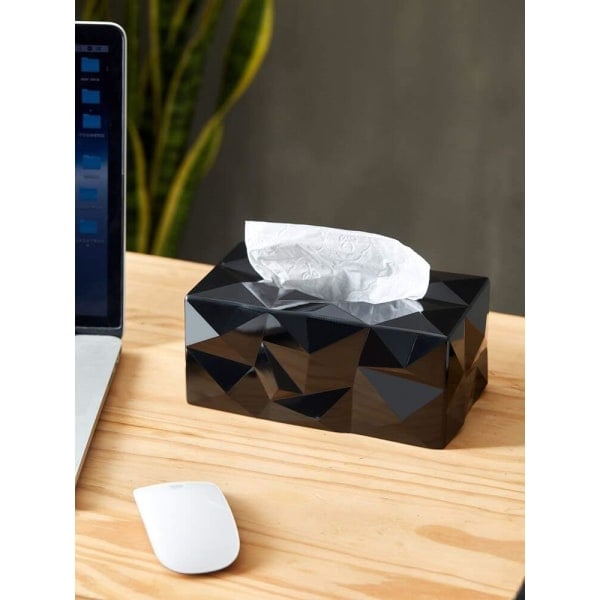 Enkel Kreativ Geometrisk Moderne Rektangulær Liten Kleenexboks Husholdningsartikler - Svart 21x9.5cm