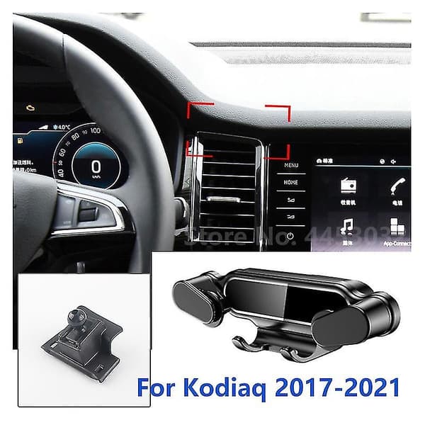 Speciel til Skoda Kodiaq Biltelefonholder Gravity Mobil Stativ GPS Support Luftventil Montering Tilbehør Black