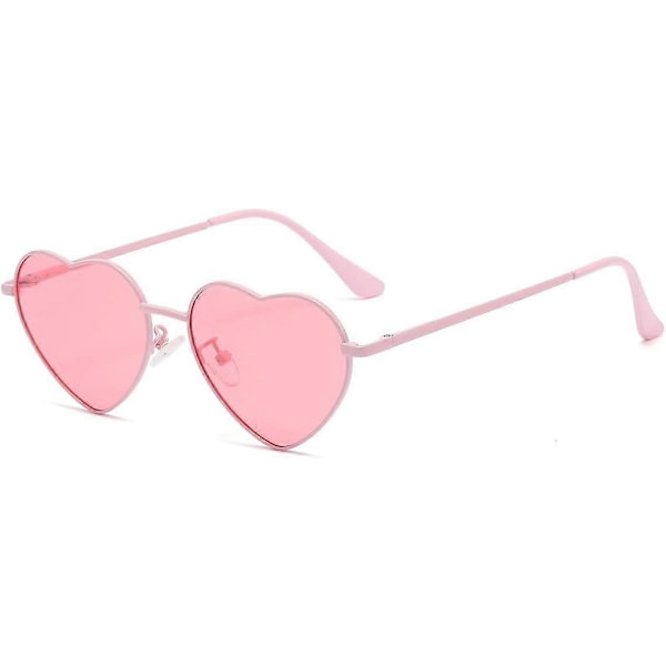 SDIGV Polariserade hjärtformade solglasögon för kvinnor, moderiktig söt stil, metallram, UV400-skydd All Pink Clear Pink