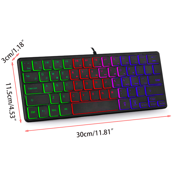 Vattentät Mini Kompakt Speltangentbord 64 för Tangentbordsspel RGB-Bakgrundsbelysning Ultra Kompakt Minitangentbord för PC-Spel
