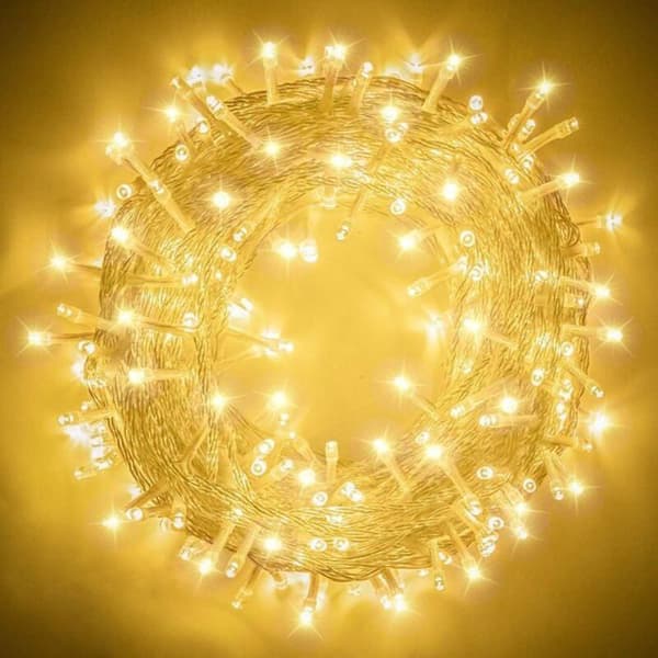 100M 600 LED lyskæde til karneval, bryllup, udendørs, have og indendørs belysning - varm hvid - 8 tilstande