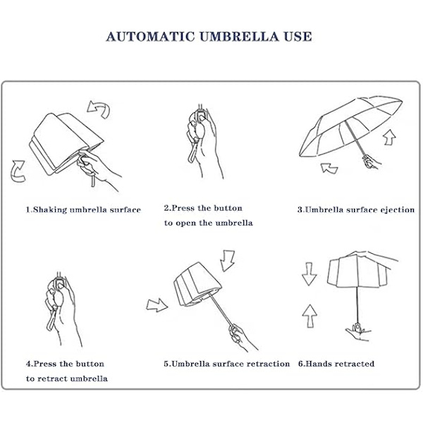 Automatisk Vikbart Barnparasoll UV-Resistent Reseparasoll En-Knapp Öppning-Stängning Cartoon Tryck Anti-studs Design Parasoll Bärbar Vatten As shown