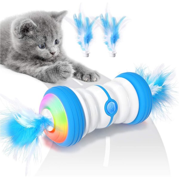 Interactive Cat Toys, Electric Automatic Robotic Cat Toy, Bulit-in Active Program, Replacement Feather, Colorful Light, Bells