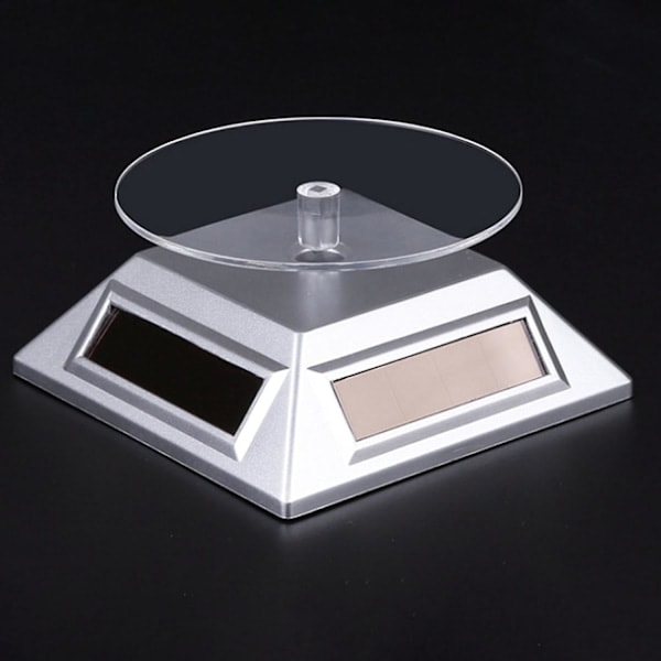 Soldrevet Display Stand 360 Graders Rotation Energibesparende ABS Roterende Platform Display Base til Fremvisning White