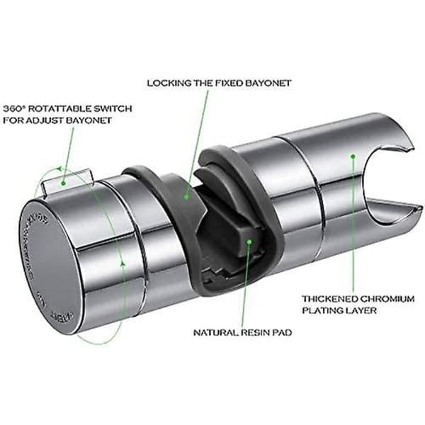 Utskiftbar hånddusjholder, dusjhodeholder, 18-25 mm justerbar diameter, krom ABS (sølv)
