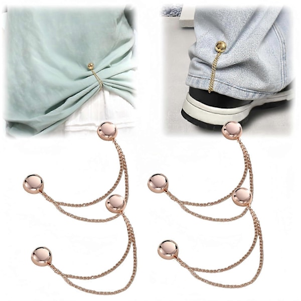 4 st Multifunktionella Magnetiska Klämmor, Starkaste Magnetiska Styrkan Knappar Klämmor, Multi-Purpose Magnetisk Nålfri Brosch för Kvinnor Rose Gold
