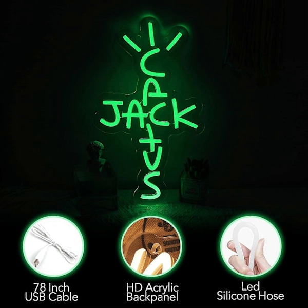 Cactus Jack Neon-skylt Grön Text Neonljusskylt Väggkonst Neonljus För Rap Talking West Coast Ljus Uphängd Skylt För Sovrum Hem Bar Pub Fest