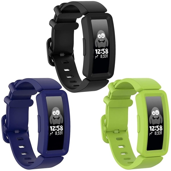 3 bands kompatibel med Fitbit Ace 2 sort black