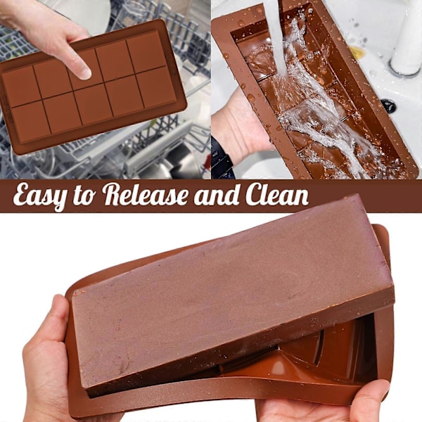 Dyb Chokoladebar Forme 2 Pak, Store og Tykke Silikone Chokoladebar Forme til Fyldt Bar, Stor Chokolade Candy Bar Form
