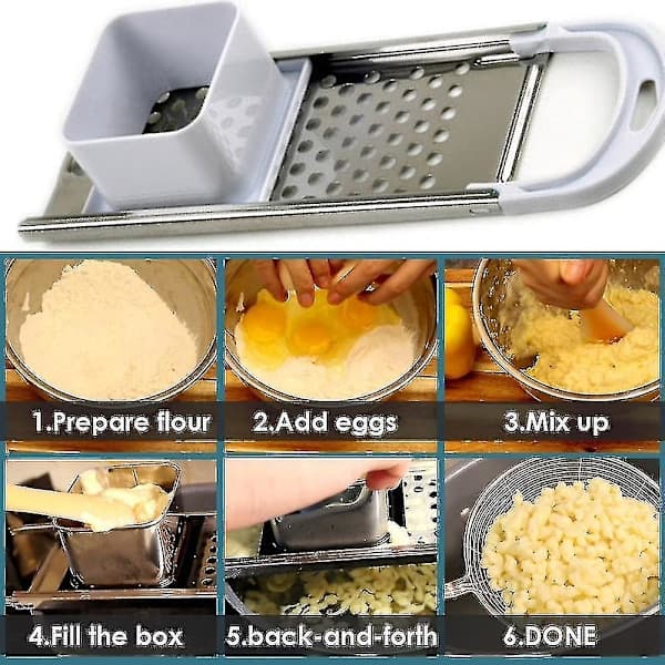 Premium spaetzle-maker i rustfritt stål med komfortabelt grep, tradisjonell tysk eggnuddel-maker White