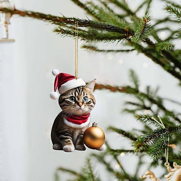 Tecknad Söt Katt 2023 Julgransprydnader Hängande Dekoration Gåva Jul Hängande Träd Personlig Hänge Festtillbehör E4