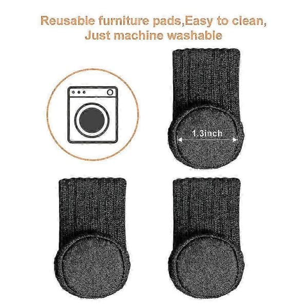 24 st Stolsstrumpor Hög Elastisk Möbelstrumpor Kuddar Halkfria Stolar Black