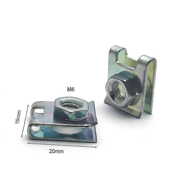 10 st U-formade clips med mutter M6 6mm klämmutter för motorcykel skoter ATV moped