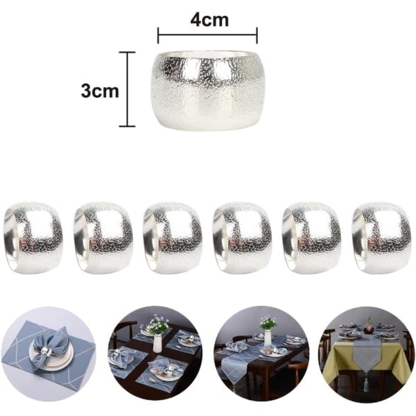 12-pack servettringar (silver) metall servettringar, för bröllopsmiddagar, julfester och påskmiddagsdekoration
