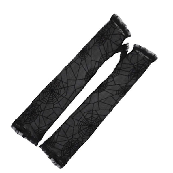 Albuelengde Mesh Blonde Lange Hansker Gjennomsiktige Edderkoppnett Hansker Halloween Hansker