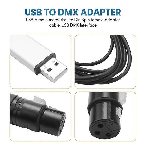 DMX512 USB DMX grensesnittadapter LED scenelys kontroller, USB til DMX grensesnittadapter, DMX c