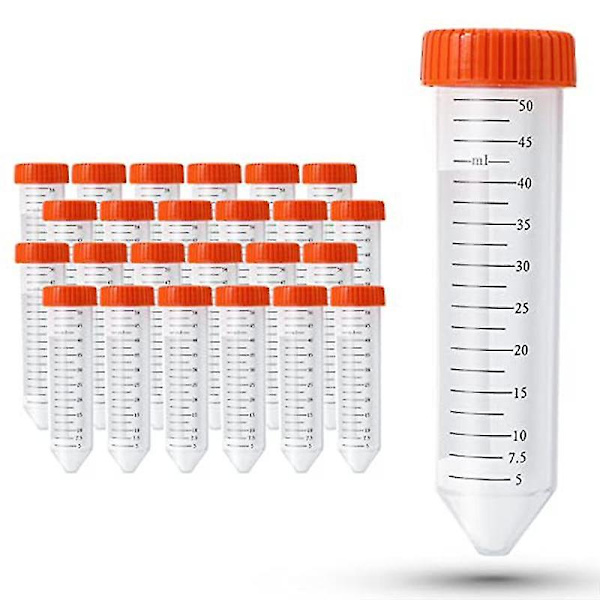 Kartiomaiset sentrifugointipullot 50 ml, 25 kpl, steriilit koeputket ruuvikorkilla