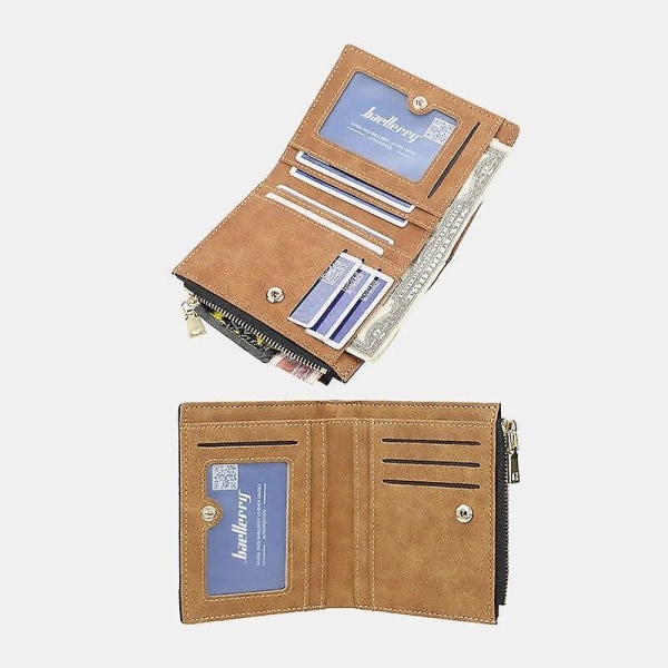 Herr konstläder Business Multi-Slot Vertikal Zip Slim Card Holder Plånbok