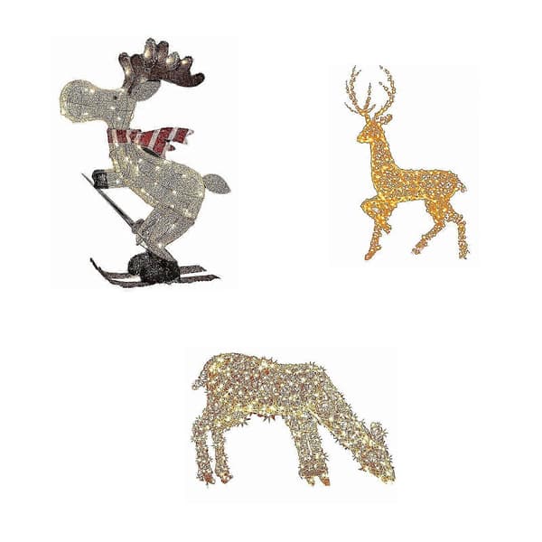 Utendørs Julefigur LED Ski Gårdshus Hagedekorasjon Ornament 35cm C