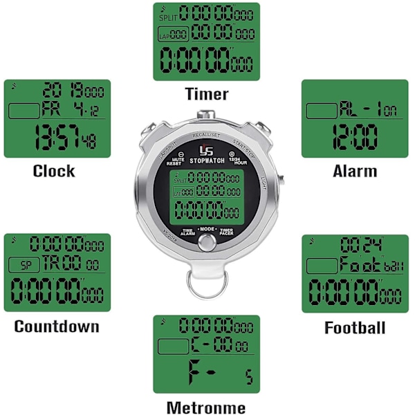 Melt Stopur, Ur Daily Vandafvisende Digital Timer Til Sportskampe, Konkurrencer, Trænere, Dommere, Træning, Timing