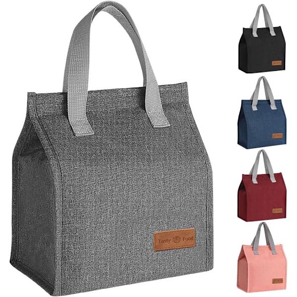 Lunsjposer for Kvinner Menn, Bærbar Isolerende Lunsjpose Vannresistent Lekkasjesikker Lunsjboks Tote Bag for Barn Jenter Gutter Voksne Grey