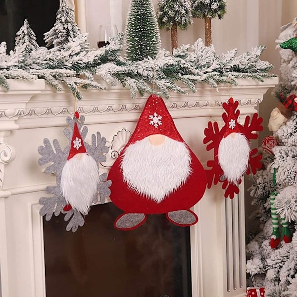 Jultomte tecknad snöflinga duk Ansiktslös vit skägg Woodsman platsmatta dekoration A