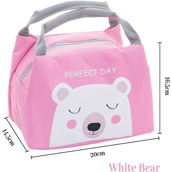 Lunchväska för flicka, Mini Isotherm Lunch Bag, Kylväska Barn, Picknickväska Söt, Vattentät Lunchväska, Fällbar Lunchväska för Arbete Skola Picknick Pink
