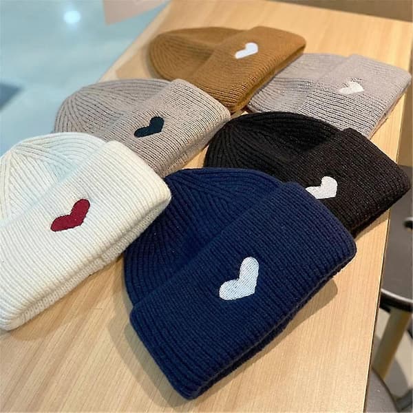 Mössa för skidåkning Par Mössa Skullmössa Stickad Mössa med Uppvik Skullies Mössa Khaki