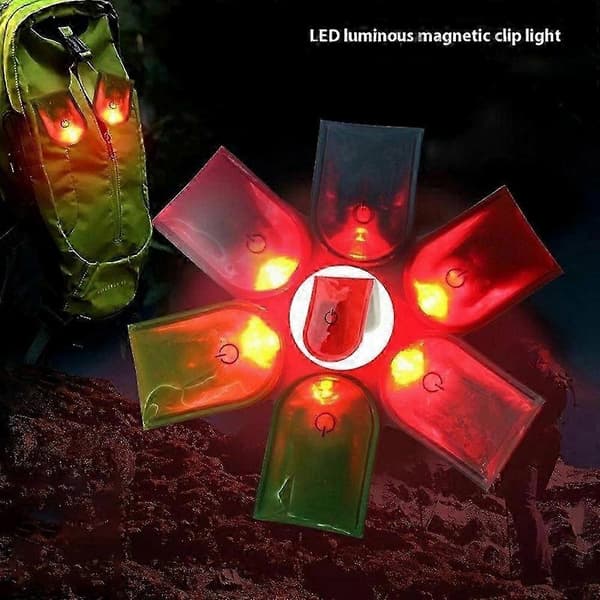 10 st magnetiska LED-klämlampor för nattsäkerhetsvarning, fluorescerande grön