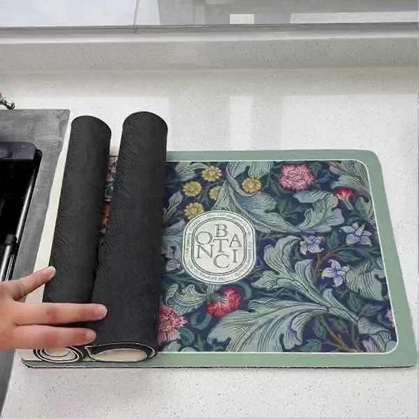 Fantastisk stil tørkematte Myk sammenleggbar lett tørkematte for kjøkkenbenk 40x50cm Style 1