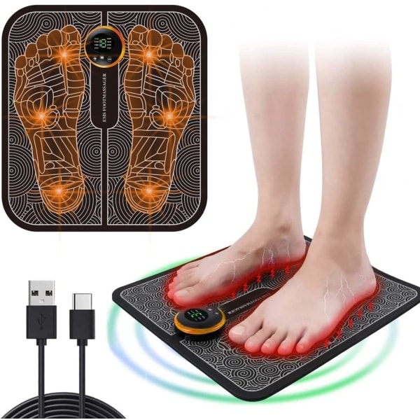 Fodmassager mod smerter, elektrisk massage måtte, EMS fodmassager, foldbar bærbar elektrisk massage måtte, massager med 8 tilstande