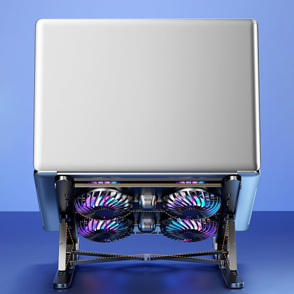 Laptop Kølestativ, Foldbar Lydløs Laptop Stativ, Bærbar Lydløs Laptop Køleventilator Stativ USB Opladningspladser Køleventilator til Tablet Laptops No fans