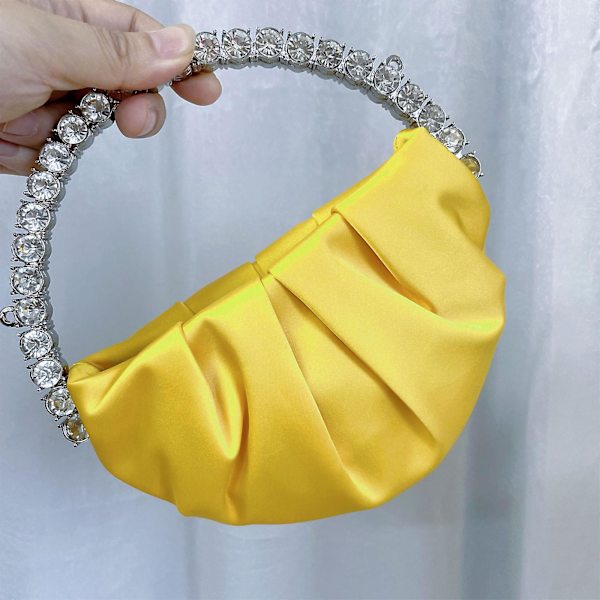 Naisten Elegantti Iltapuku-Kukkaro Kiillotetulla Pyöreällä Kahvalla Yellow