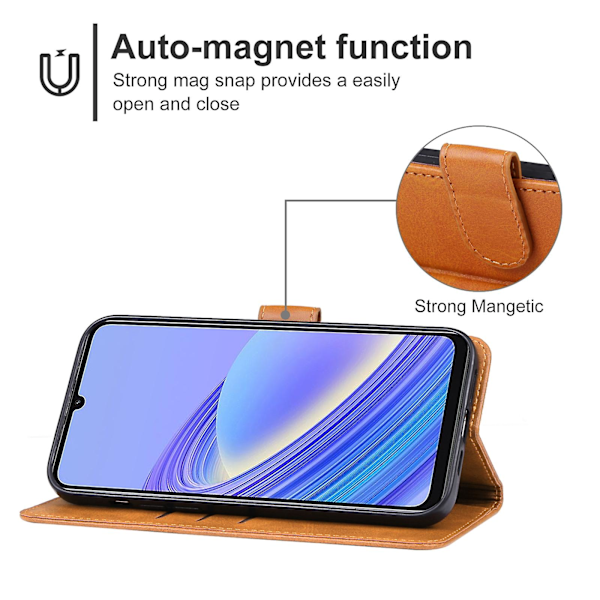 Læder Telefon Cover til Tcl 40 Se See Brown
