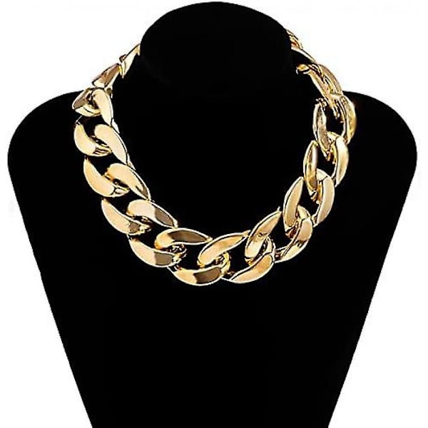 Punk Cuban Link Kæde Choker Halskæde Guld Letvægts Chunky Oval Kædeled Halskæde Statement Hip Hop Smykker igX LTE Mixed color stitching