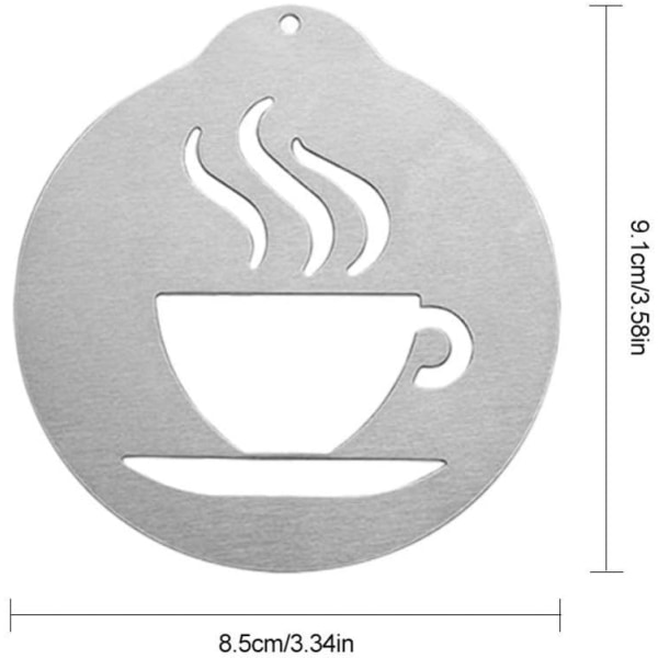 Kaffeschabloner i rostfritt stål- Kaffedekorationsstencil Barista Cappuccino Arts Mallar Kaffegirlandformar Tårta