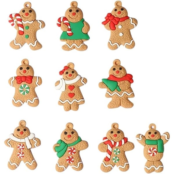 10 stk pepperkake mann pynt, pepperkakehus juletre anheng