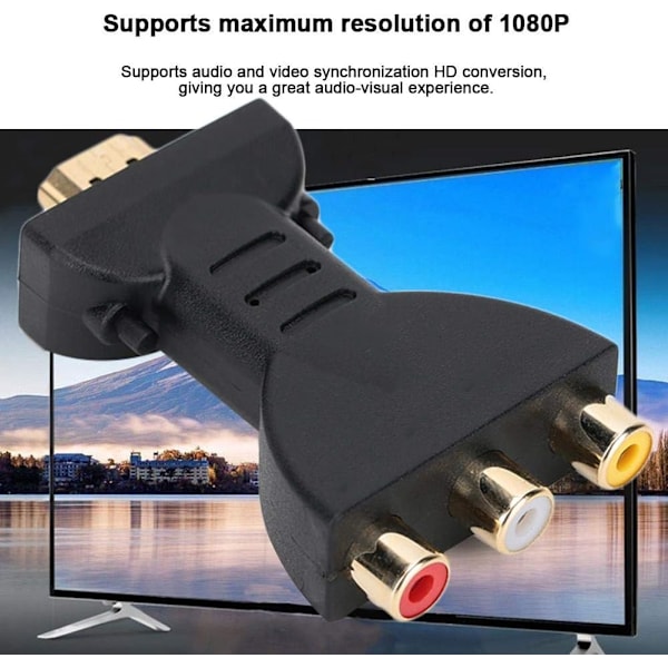 HDMI till RGB AV Videokonverter RCA Komponentkonverter 1080P Ljudvideo Synkroniseringsadapter