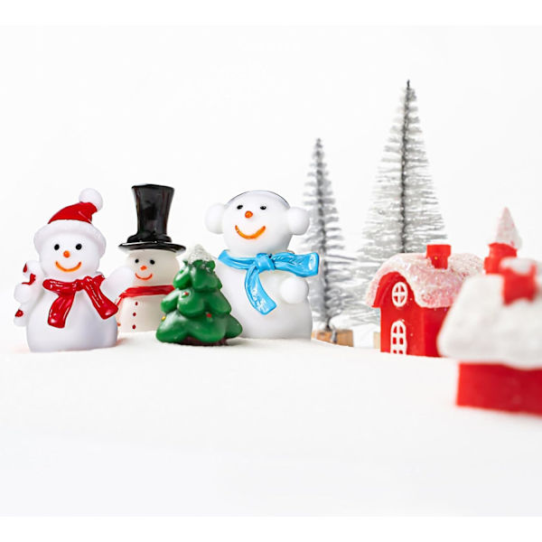5 kpl Mini Lumikkohahmoja Joulu Miniatyyri Lumikko Hartsi Lumikko Hatulla käsitöihin DIY Joulujuhliin
