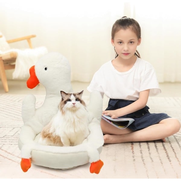 Stor Hvit Gås Plysjleke Enorm Andedukke Stor Utstoppet Dyr Myke Plysjputer Pute for Barn Jenter Baby (50cm) Hvit 45cm 45cm