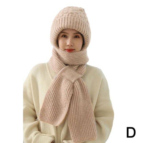 Vintermössa & Halsduk Set med Öronvärmare - Stickad Vindtät beige One size