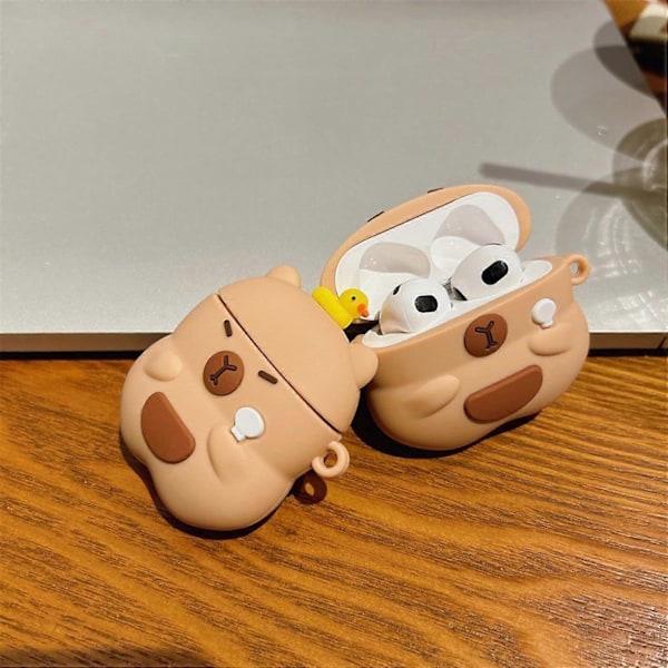 1 stk. Etui Kompatibelt med 2024 Airpods 4, Søtt Kawaii Capybara Design Etui Deksel, Mote Bærbare Ørepropper Tilbehør Myk Silikon Trådløs Øretelefon