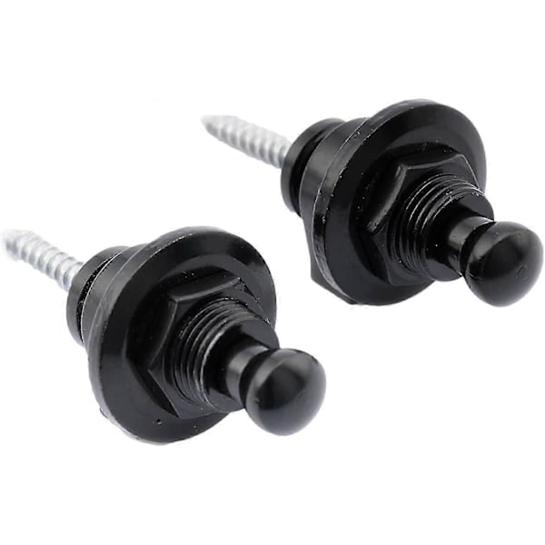 Gitarrbandslås i metall Gitarrbands-knappar Bandlås Säkerhetslås Bandstift för akustisk klassisk elgitarrbas, svart (2-pack)