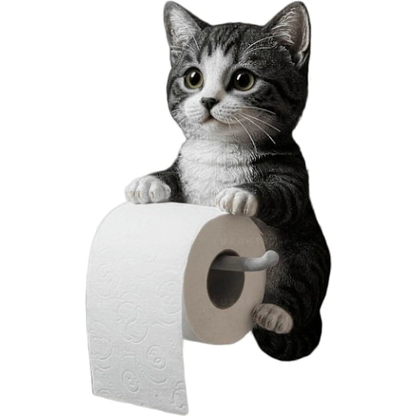 Katttidningshållare, Rolig 3D-kattpappershanddukshållare, Söt dekorativ toalettpappershållare väggmontering för badrum kök, Unika presenter för kattälskare C