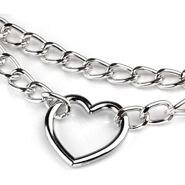 Punk Goth PU Läder Choker Halsband med Hjärthänge Berlocker Choker för Kvinnor Män F