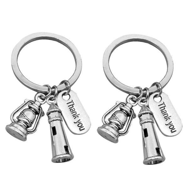 2 stk. Tak Keychain Fyrtårne ​​Hængende Nøglering Kerosinlamper Dekorative Nøgleholder Gave Til Lærer Ven Kollega
