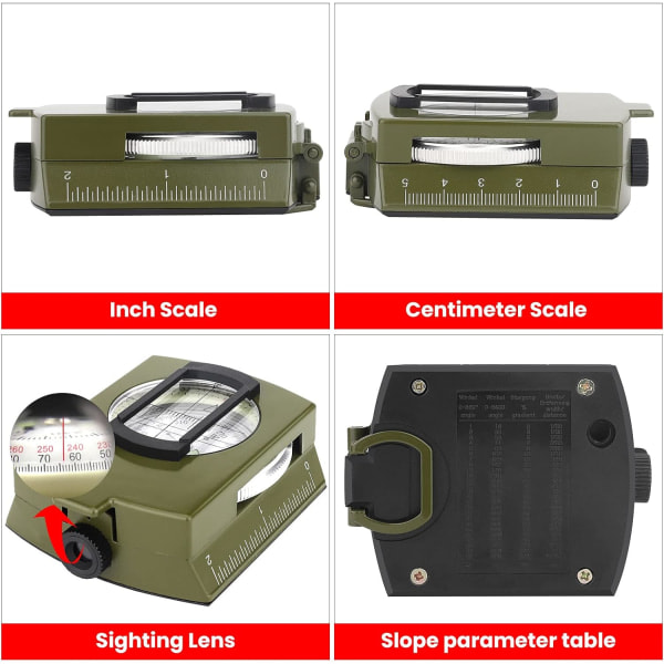 Kompass Vandring Vattentät Militär Navigation med Fluorescerande Design Perfekt för Camping Vandring och Andra Utomhusaktiviteter