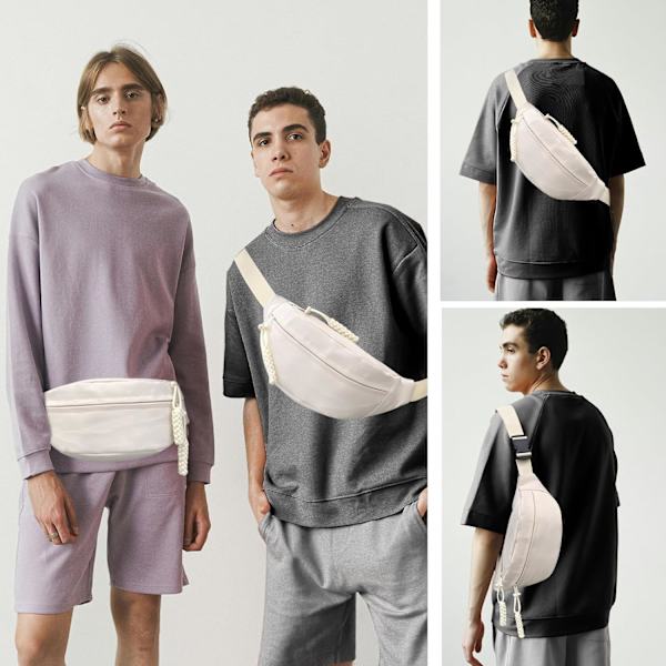 Lång Hållare Midjeväska Fanny Pack för Kvinnor Män Mode Midjeväska Bumbag Cross Body Justerbar Reseväska Stora Fickor för Löpning Beige