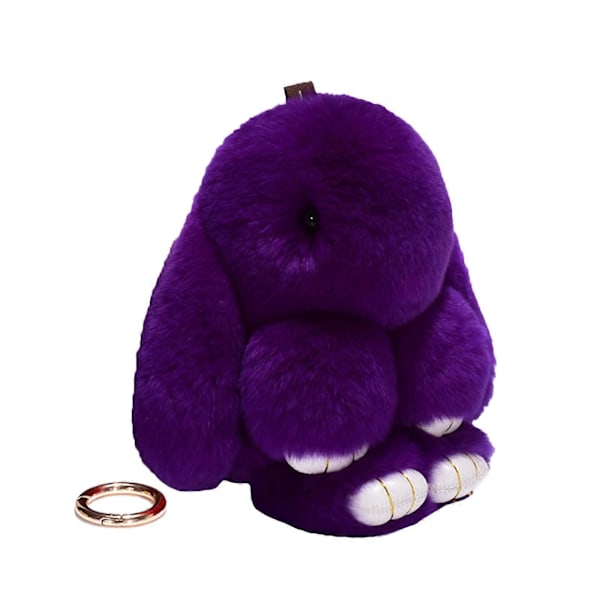 Kanin Nøglering Super Blød Faux Plys Dejlig Kanin Dukke Plysdyr Rygsæk Dekor Farvet Udstoppede Kanin Vedhæng Børne Dukke Legetøj Fødselsdagsgave Dark Purple 18cm