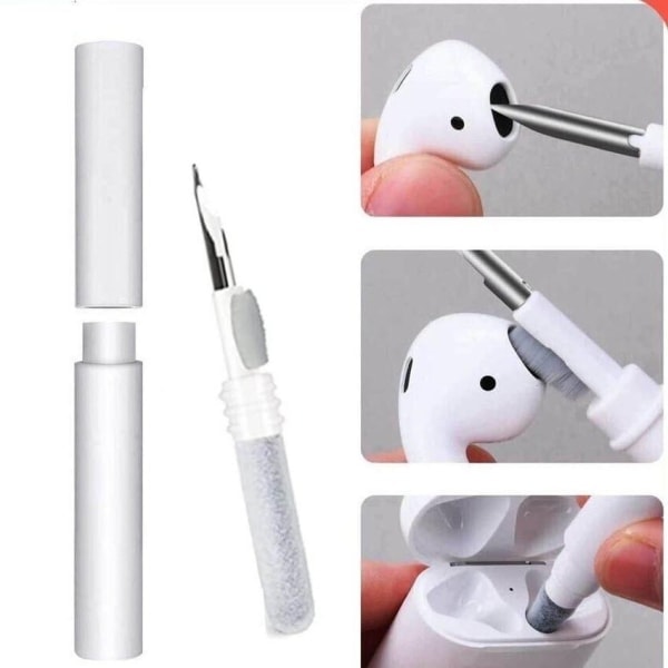 Multifunktionellt rengöringsset för AirPods-hörlurar, telefoner, vitt 3 Pcs